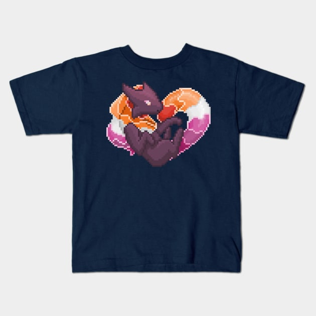 Lesbian Pixel Heart Melog Kids T-Shirt by HauntedByCatra